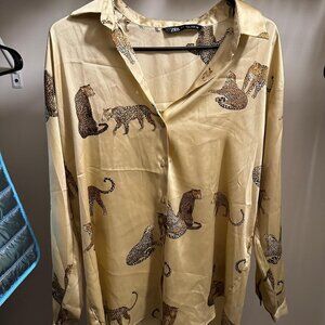 Zara Silky Top with Leopards